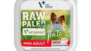RAW PALEO Mini Adult, XS-S, Vita, tavita hrana umeda monoproteica fara cereale caini, alergii, (pate), 150g