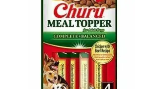 INABA Churu Meal Topper, XS-XL, Pui si Vita, plic, tub recompense fara cereale caini, (piure), 56g
