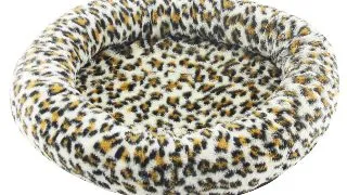 PAWISE Leopard Print, pat rotund caini si pisici, plus, imprimeu leopard, alb si maro, 40.5x48x7.5cm