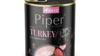 PIPER Animals, XS-XL, Curcan si Broccoli, conserva hrana umeda fara cereale caini, (in aspic), 800g