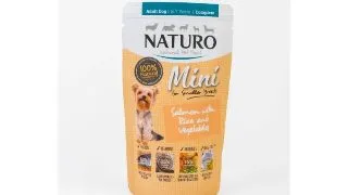 NATURO Mini, XS-S, Somon si Orez, plic hrana umeda caini, (in suc propriu), 150g