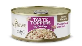 APPLAWS Taste Toppers, Pui si Rata, conserva hrana umeda fara cereale caini, in sos, 156g 156g