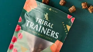 TRIBAL Trainers, XS-XL, Pastrav si Zmeura, punguta recompense fara cereale caini, 80g