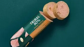 TRIBAL 80% Gourmet Sausage, XS-XL, Curcan, salam hrana umeda monoproteica fara cereale caini junior & adult, (pate), 300g