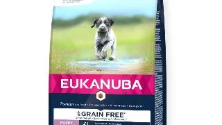 EUKANUBA Grain Free Puppy Large Breed, L-XL, Peste, hrana uscata fara cereale caini junior, 12kg