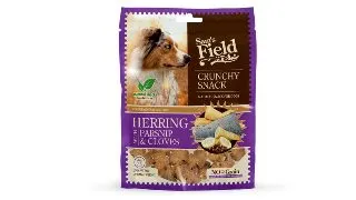 SAM'S FIELD Crunchy Snack, XS-XL, Hering, punguta recompense fara cereale caini, 200g