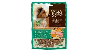 SAM'S FIELD Crunchy Snack, XS-XL, Curcan si dovleac, punguta recompense fara cereale caini, 200g