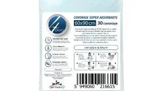 4DOG Maxi, covorase absorbante caini, poliester 4DOG Maxi, covorase absorbante caini, cu benzi adezive, poliester, pachet economic, 60x90cm, 30buc
