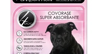4DOG Charcoal, covorase absorbante caini, cu carbon activ, poliester, 60x60cm, 10buc