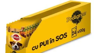 PEDIGREE, XS-XL, Pui si Legume, plic hrana umeda caini, (in sos), bax, 100g x 24buc