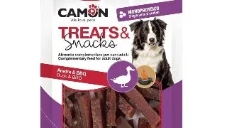 CAMON Sticks Duck & BBQ, XS-XL, Rata, punguta recompense caini, 80g
