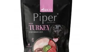 PIPER Animals, XS-XL, Curcan si Broccoli, plic hrana umeda fara cereale caini, (in aspic), 500g