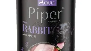 Hrana umeda pentru caini PIPER DOG, iepure si mar 800g
