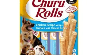 INABA Churu Rolls, XS-XL, Pui si Branza, plic recompense fara cereale caini, 96g