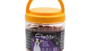 AGILITY Jumatati de Fasii din Piept de Rata, XS-XL, galetusa recompense caini, 500g