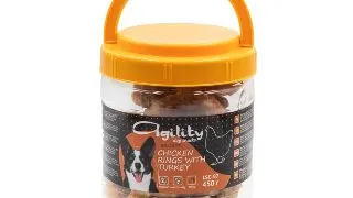 AGILITY Piele de Curcan, XS-XL, Pui, galetusa recompense caini, 450g