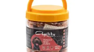 AGILITY Cubulete, XS-XL, Vita, galetusa recompense caini, 300g