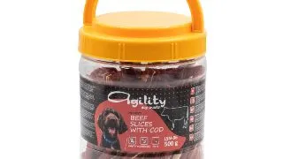 AGILITY Felii, XS-XL, Vita si Cod, galetusa recompense caini, 500g