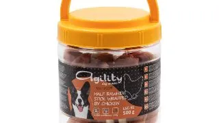 AGILITY Bete din Piele Infasurate, XS-XL, Pui, punguta recompense caini, 500g