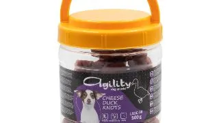 AGILITY Noduri din Carne, XS-XL, Rata si Branza, galetusa recompense caini, 500g