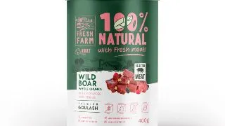 FRESH FARM Goulash, XS-XL, Mistret, conserva hrana umeda fara cereale caini, (in supa), 400g