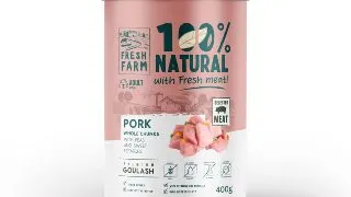 FRESH FARM Goulash, XS-XL, Porc, conserva hrana umeda fara cereale caini, (in supa), 400g