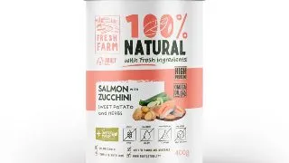 FRESH FARM Coarse XS-XL, Somon si Zucchini, conserva hrana umeda fara cereale caini, (pate), 400g