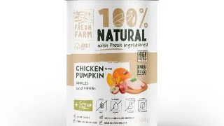 FRESH FARM Coarse, XS-XL, Pui si dovleac, conserva hrana umeda fara cereale caini, (pate), 400g
