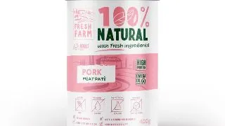 FRESH FARM Smooth, XS-XL, Porc, conserva hrana umeda caini, (pate), 400g