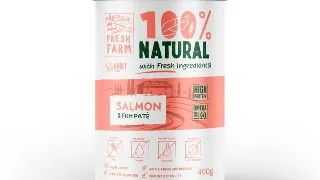 FRESH FARM Smooth, XS-XL, Peste si Somon, conserva hrana umeda caini, (pate), 400g