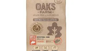 OAK'S FARM Intestinal Care, Somon, punguta recompense functionale fara cereale caini, sistem digestiv, 160g