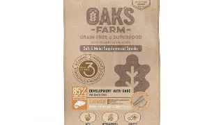 OAK'S FARM Development with Care, Somon, punguta recompense functionale fara cereale caini junior, 110g
