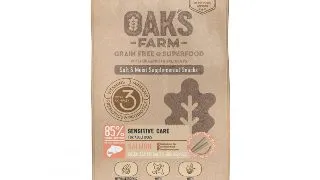 OAK'S FARM Sensitive Care, Somon, punguta recompense functionale fara cereale caini, alergii, 110g