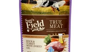 SAM'S FIELD, XS-XL, Rata si Curcan, plic hrana umeda fara cereale caini, (in aspic), 260g