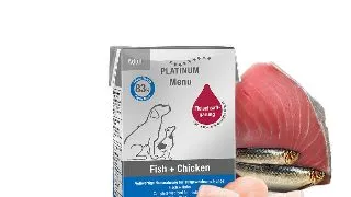 PLATINUM Menu Adult, XS-XL, Peste si Pui, tetra pack hrana umeda fara cereale caini, (in suc propriu), 185g