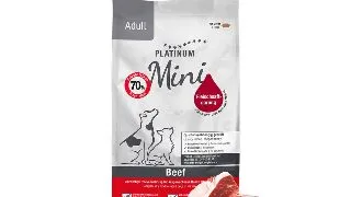 PLATINUM Adult Mini, XS-S, Vita, hrana uscata fara cereale caini, semimoist, 900g