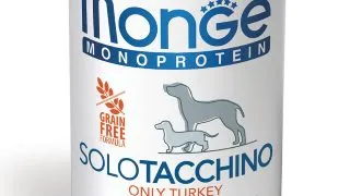 MONGE Monoprotein, XS-XL, Curcan, conserva hrana umeda monoproteica fara cereale caini, (pate), 400g