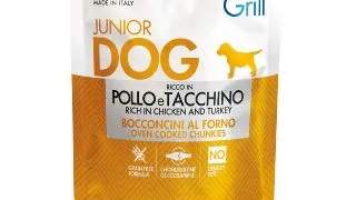 MONGE Grill Junior, XS-XL, Pui si Curcan, plic hrana umeda caini junior, (in suc propriu), 100g