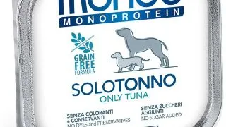 MONGE Monoprotein, XS-XL, Ton, tavita hrana umeda monoproteica fara cereale caini, (pate), 150g
