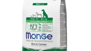 MONGE Natural Superpremium Puppy&Junior Maxi, L-XL, Pui si Orez, hrana uscata caini junior, 12kg