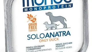 MONGE Monoprotein, XS-XL, Rata, tavita hrana umeda monoproteica fara cereale caini, (pate), bax, 150g x 24buc
