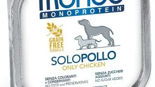 MONGE Monoprotein, XS-XL, Pui, tavita hrana umeda monoproteica fara cereale caini, (pate), bax, 150g x 24buc