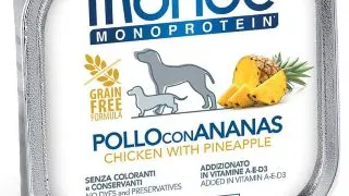 MONGE Monoprotein, XS-XL, Pui si Ananas, tavita hrana umeda monoproteica fara cereale caini, (pate), 150g