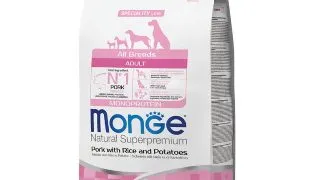 MONGE Natural Superpremium Monoprotein, XS-XL, Porc si Orez, hrana uscata caini, 12kg