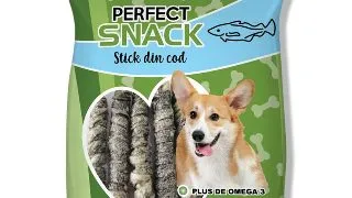 PERFECT SNACK Stick, XS-XL, Cod, punguta recompense caini, 80g