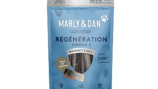 MARLY&DAN Regeneration Omega3 Salmon Skin, XS-XL, Somon, punguta recompense functionale monoproteice fara cereale caini, piele & blana, 60g