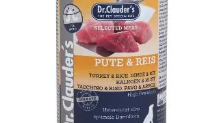 DR. CLAUDER'S Selected Meat, XS-XL, Curcan si Orez, conserva hrana umeda caini, (in suc propriu), 400g