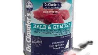 DR. CLAUDER'S Selected Meat, XS-XL, Vitel si Legume, conserva hrana umeda fara cereale caini, (in suc propriu), 800g