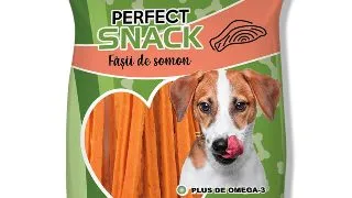 PERFECT SNACK Fasii, XS-XL, Somon, punguta recompense caini, 80g