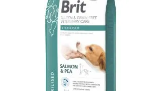 BRIT VD Sterilised, XS-XL, Somon, dieta veterinara, hrana uscata fara cereale caini sterilizati, 12kg
